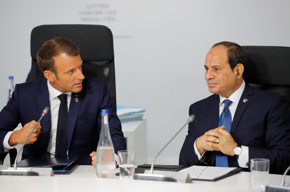 Présidents Macron et Sissi lors du G7 à Biarritz en Août 2019
